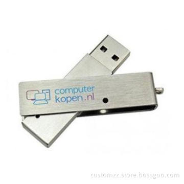 Slim Swivel 4 gigabyte Metal USB Flash Drive Stainless Stee